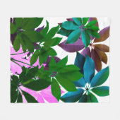 Rosa und grüne Blätter Kunst Fleece Decke (Vorderseite (Horizontal))