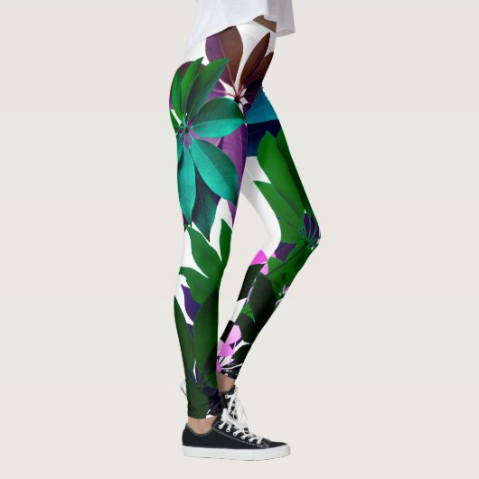 Rosa und grüne Blätter Leggings (Rechts)