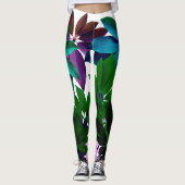 Rosa und grüne Blätter Leggings (Vorderseite)
