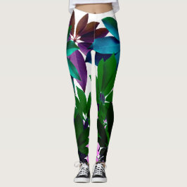 Rosa und grüne Blätter Leggings