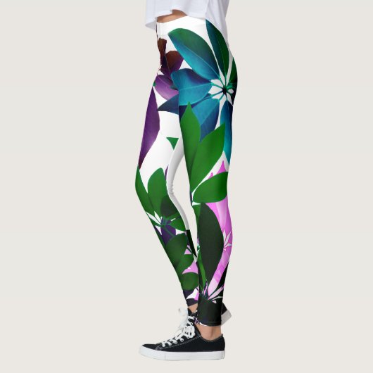 Rosa und grüne Blätter Leggings (Links)