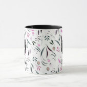 Rosa und grüne Blätter und Obst Monogramm und Name Tasse (Zentrum)