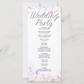 Rosa und grüne Blätter Weißes Hochzeitsprogramm (Rückseite)