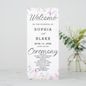 Rosa und grüne Blätter Weißes Hochzeitsprogramm (Stehend Vorderseite)