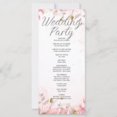 Rosa und grüne Blätter Weißes Hochzeitsprogramm (Rückseite)