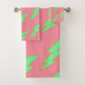 Rosa und grüne Blitze Lebender und Fun Spring Badhandtuch Set (Insitu)