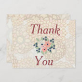 Rosa und grüne Blume Danke Postkarte (Vorne/Hinten)