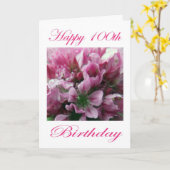 Rosa und grüne Blume Happy 100. Geburtstag Karte (Gelbe Blume)