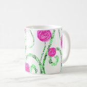 Rosa und grüne Blume Kaffeetasse (VorderseiteRechts)