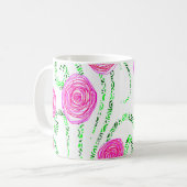 Rosa und grüne Blume Kaffeetasse (Vorderseite Links)