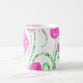 Rosa und grüne Blume Kaffeetasse (Mittel)