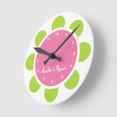 Rosa und grüne Blume Kinderzimmer Runde Wanduhr (Winkel)