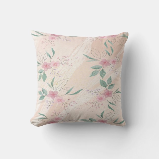 Rosa und grüne Blume Kissen (Vorderseite)