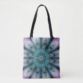 Rosa und grüne Blume Mandala Tasche (Vorderseite)