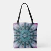 Rosa und grüne Blume Mandala Tasche (Rückseite)