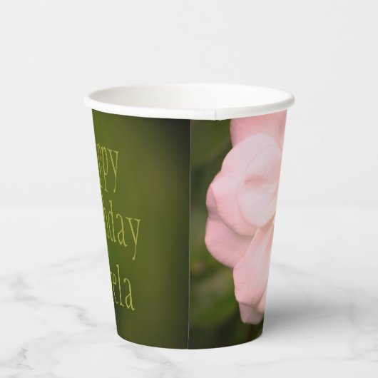 Rosa und grüne Blume Pappbecher (Rechts)