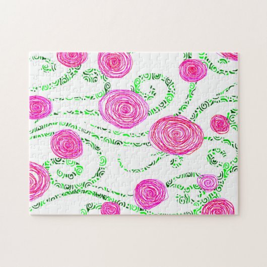 Rosa und grüne Blume Puzzle (Horizontal)