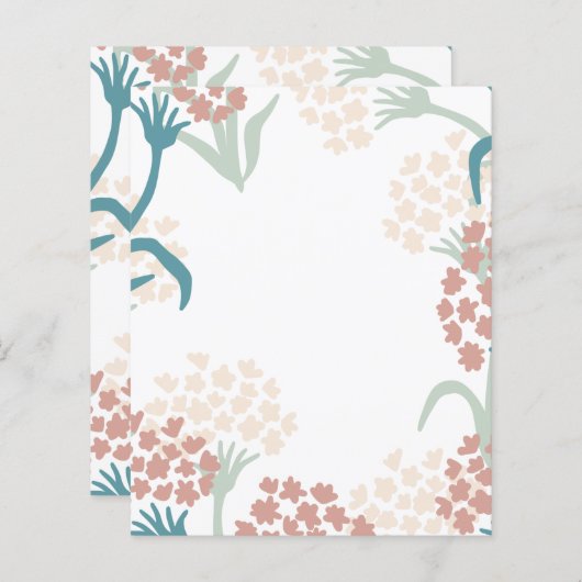 Rosa und grüne Blume Zeichnend Musterpapierblatt (Vorne/Hinten)