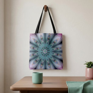Rosa und grüne Blumen-Mandala-Tasche Tasche