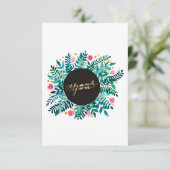 Rosa und grüne Blumen und Blätter Dankeskarte (Stehend Vorderseite)