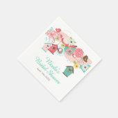 Rosa und grüne Blumen-Vogelkäfige Brautdusche Serviette (Ecke)