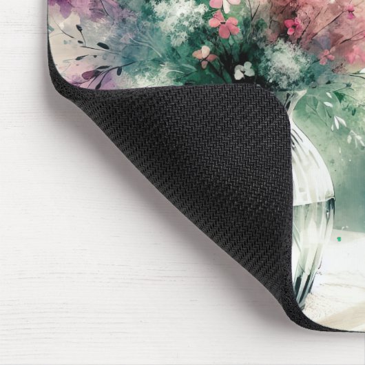 Rosa und grüne BlumenBouquet Mousepad (Ecke)