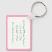 Rosa und grüne BlumenChinoiserie Bunny mit Bow Schlüsselanhänger (Rückseite)