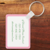 Rosa und grüne BlumenChinoiserie Bunny mit Bow Schlüsselanhänger (Rückseite)