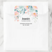 Rosa und grüne Blumengeschäfte Quadratischer Aufkleber (Tasche)