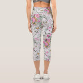 Rosa und grüne Blumengestalt Capri Leggings (Rückseite)