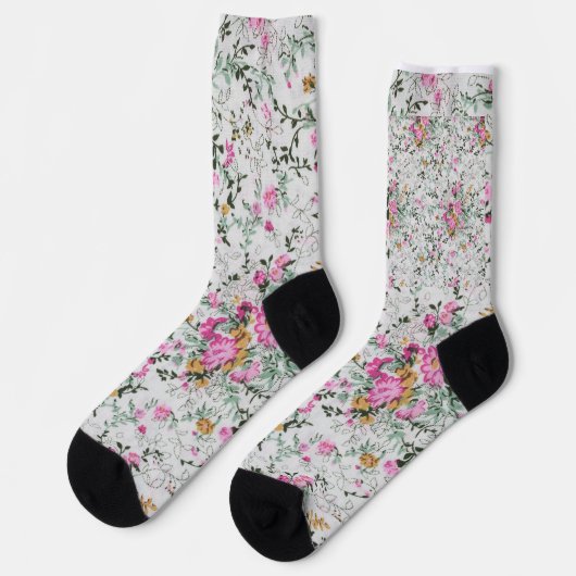 Rosa und grüne Blumengestalt Socken (Linkes Detail)
