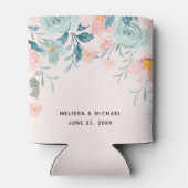 Rosa und grüne Blumengrenze Elegante Hochzeit Dosenkühler (Rückseite)