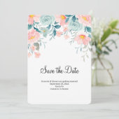 Rosa und grüne Blumengrenze Elegante Hochzeit Save The Date (Stehend Vorderseite)