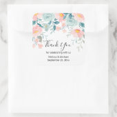 Rosa und grüne Blumengrenze Vielen Dank Quadratischer Aufkleber (Tasche)