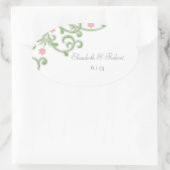 Rosa und grüne Blumenkleber Ovaler Aufkleber (Tasche)
