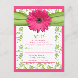 Rosa und grüne Blumenkorbkarte RSVP Karte