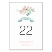 Rosa und grüne Blumenkronenkarten Tischnummer (Rückseite)