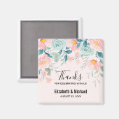 Rosa und grüne Blumenrinde Danke Magnet (Vorderseite/Rückseite)