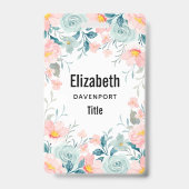 Rosa und grüne Blumenrinnen Ausweis (Rückseite)