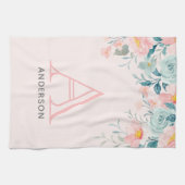 Rosa und grüne Blumenrinnen Geschirrtuch (Horizontal)
