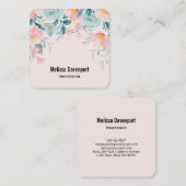 Rosa und grüne Blumenrinnen Quadratische Visitenkarte (Vorne/Hinten)