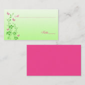 Rosa und grüne Blüte mit Schmetterlingen-Platzkart Platzkarte (Vorne/Hinten)