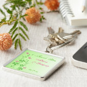 Rosa und grüne Blüte mit Schmetterlingen Schlüssel Schlüsselanhänger (Seite)