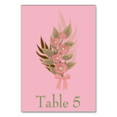 Rosa und grüne Blüte Tischnummer (Rückseite)