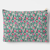 Rosa und grüne Blüten personalisiert Zubehörtasche (Rückseite)