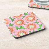 Rosa und grüne Blüten Untersetzer (Linke Seite)