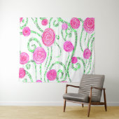 Rosa und grüne Blüten Wandteppich (Beispiel (Horizontal))