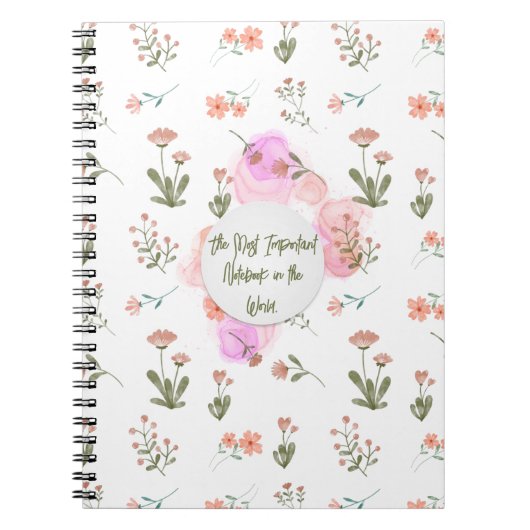 Rosa und grüne Blütenfarben-Notebook Notizblock (Vorderseite)