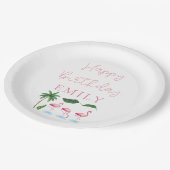 Rosa und grüne Blütengeburt Pappteller (Schrägansicht)