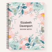 Rosa und grüne Blütenrahmen Notizblock (Vorderseite)